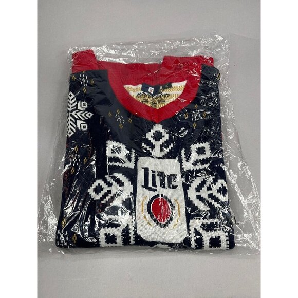 New 2019 Miller Lite Beer Holiday Ugly Christmas Sweater Vest with Reindeer - Picture 7 of 7